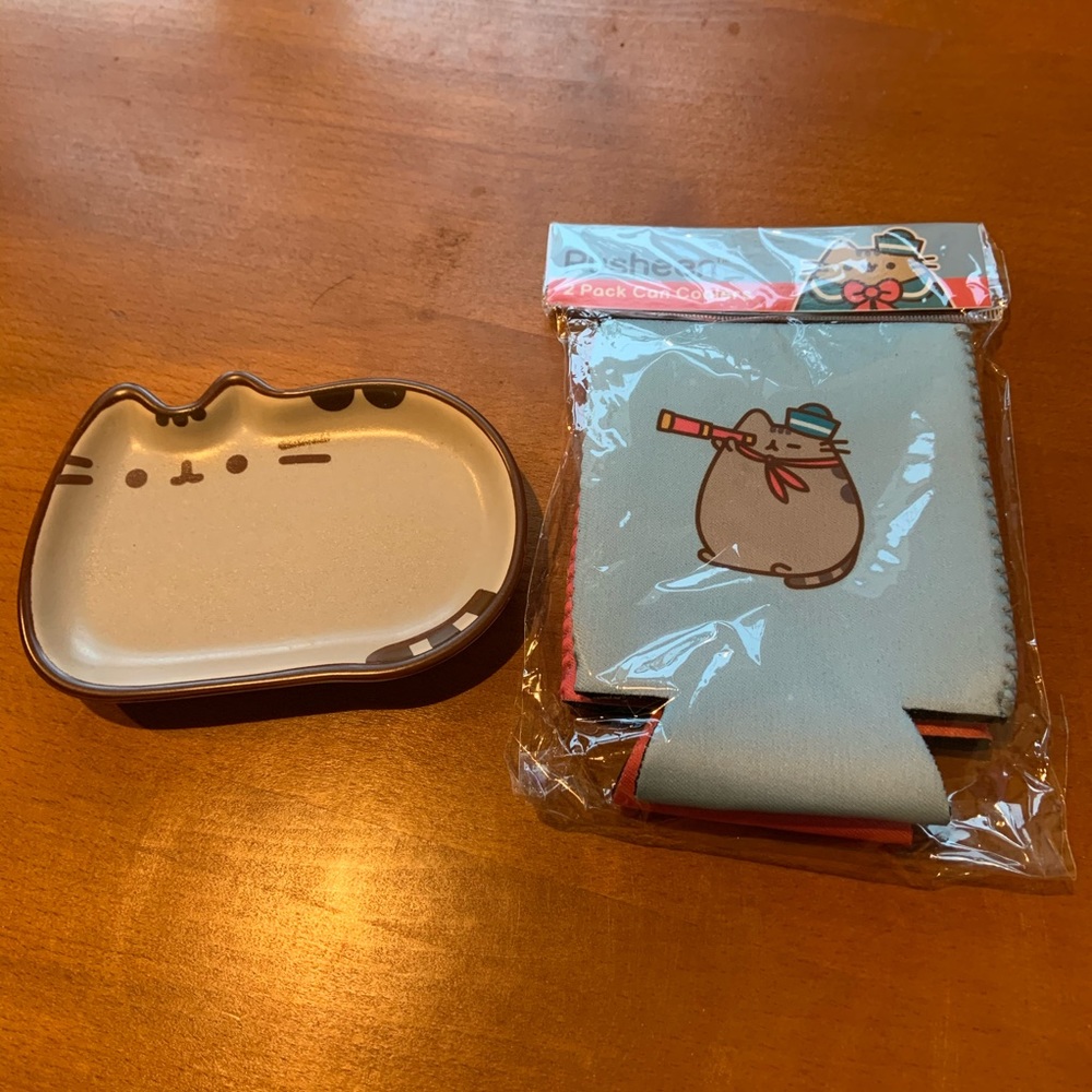 NiB Pusheen Gift Pair soap dish & 2 can coolers